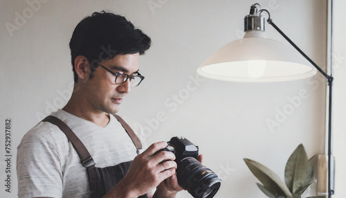 photographer taking digital photographs with his digital photo camera