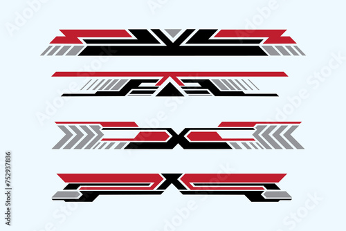 Sport racing stripes car stickers. modification body speed and drift vinyl decal for car bike and truck. Vector race car stickers isolated set
