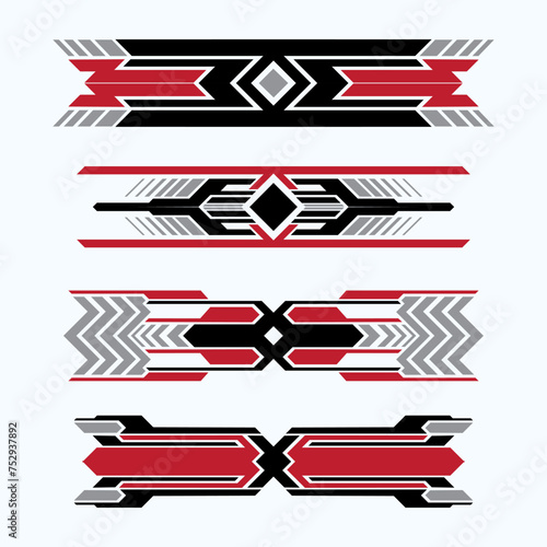 Sport racing stripes car stickers. modification body speed and drift vinyl decal for car bike and truck. Vector race car stickers isolated set