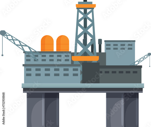 Oil platform plant icon cartoon vector. Structure marine. Gasoline ship offshore