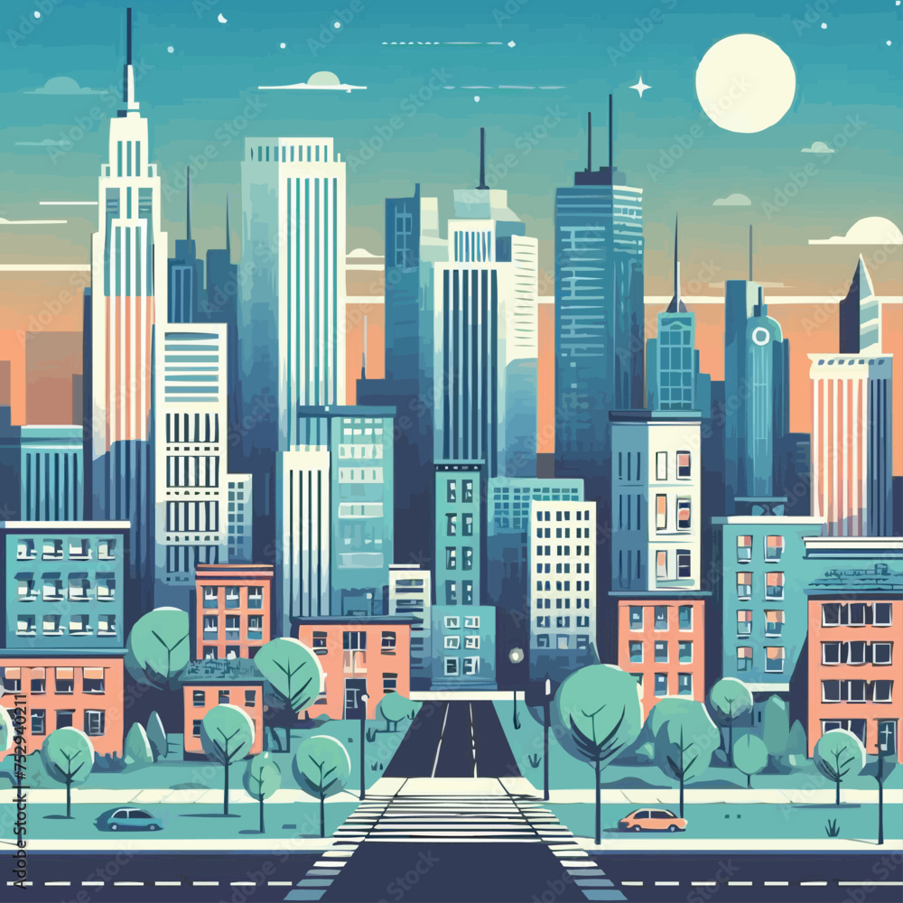 Fototapeta premium urban landscape background colorful vector illustration 