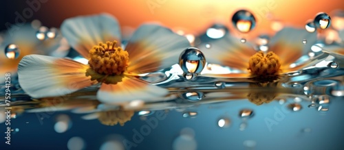 Abstract macro photo Artistic flower with water drops background