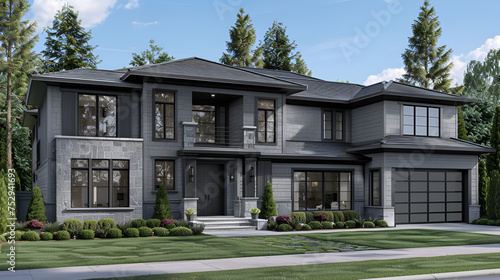 traditional craftsman house with a modern twist, featuring sleek and clean exterior design details, of house materials arranged for construction concept on white  © Maira