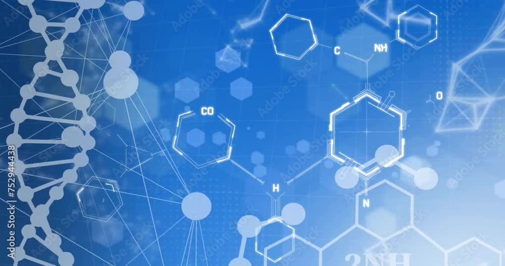Animation of scientific data processing over dna strand