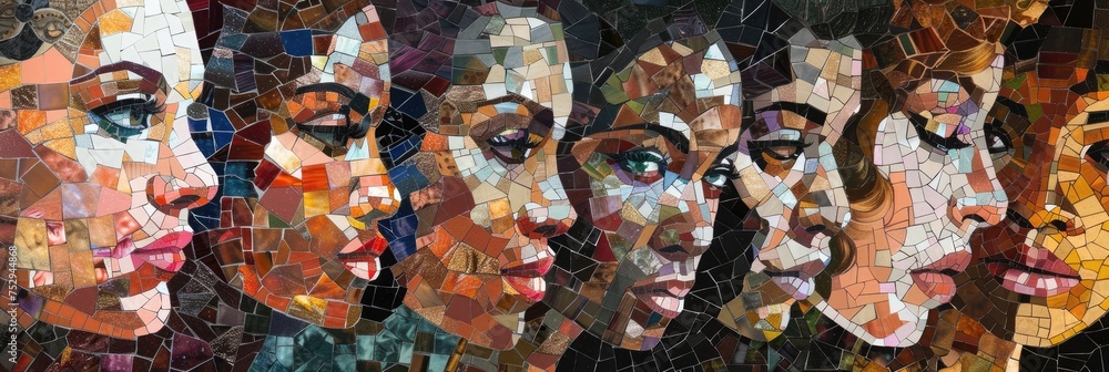 Fototapeta premium A mosaic collage of diverse women faces