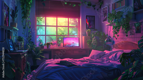 Wallpaper Mural Cozy room freelance people anime manga art lofi vibes Torontodigital.ca