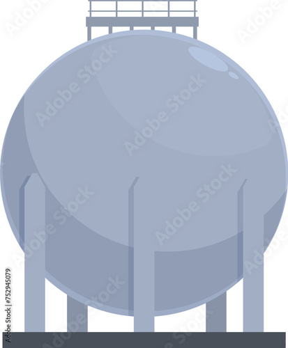 Round tank gas icon cartoon vector. Refinery platform. Plant fuel tanker
