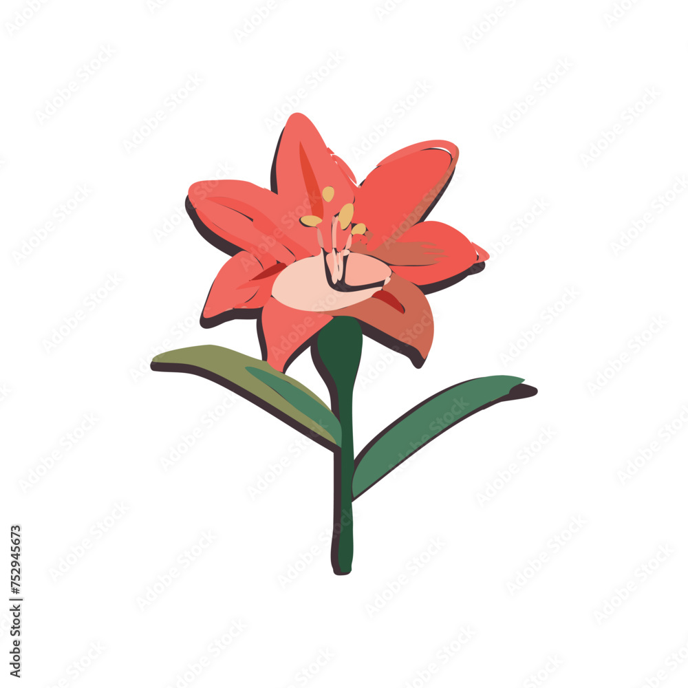 Amaryllis Flower Vector Icon, Garden Amaryllis Flat Design, Abstract Spring Amaryllis Symbol