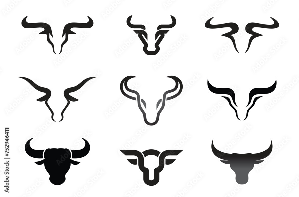 creative buffalo cow ox bull head collection vector design inspiration creative buffalo cow ox bull head collection vector design inspiration