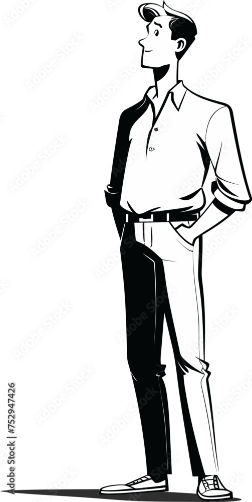 The Reflective Man Thoughtful Pose in Vector Form The Reflective Man Thoughtful Pose in Vector Form