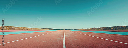 Empty running track with clear blue sky photo