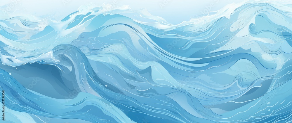 Serenity of the Waves: An Abstract Aquatic Dance in Blue Hues - Generative AI