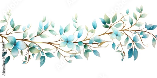 Serenity in Watercolor: Ethereal Blue Branches Embracing Light - Generative AI © Gelpi