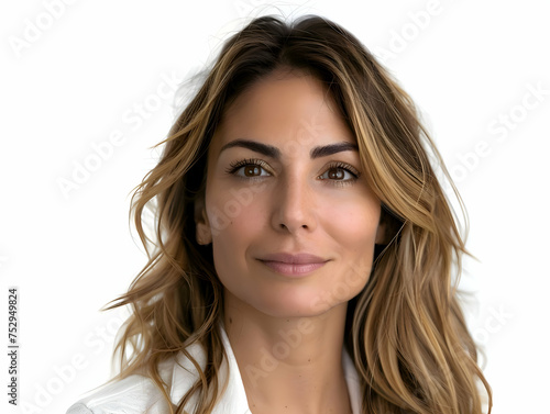 Close up portrait of a business woman in the middle ages with wavy hair. High quality