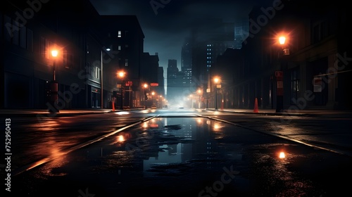 City street after the rain. generative ai