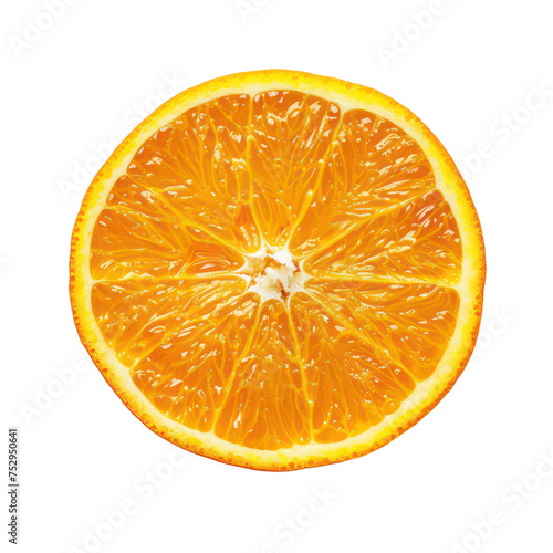 Orange, turned in half  isolated on white background PNG transparent background. photo