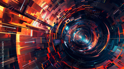 Abstract futuristic background resembling the hull of an old spacecraft. Monitor screensaver 3D rendering of futuristic abstract technology background