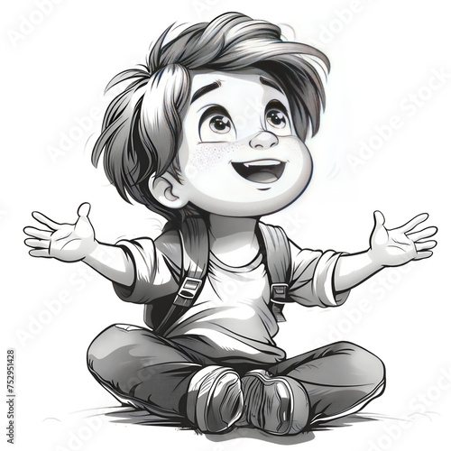 Whimsical Cartoonic Boy Clipart
