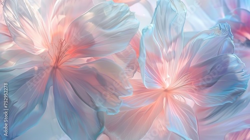 Abstract gentle organic transparent flowers, cyber silverpoint impressionism. Great as wallpaper, background, postcard, banner ai generated