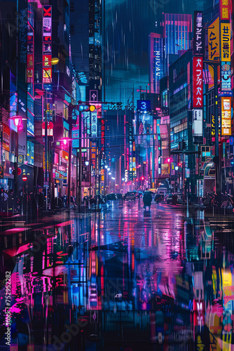 City in Japan in neo tokyo style