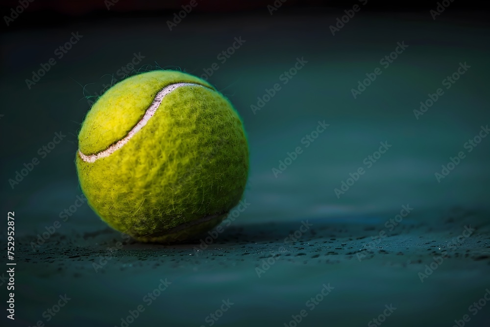 Green Tennis Ball in Soft Focus on the floor