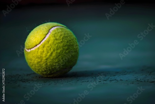 Green Tennis Ball in Soft Focus on the floor photo