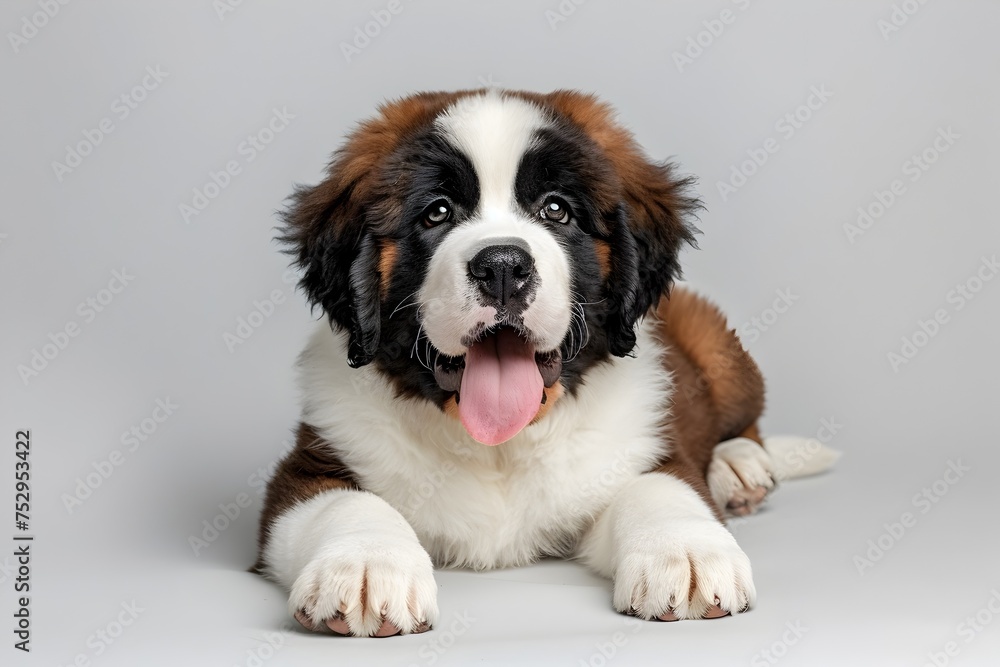 Cute St Bernard Puppy in Studio Portrait