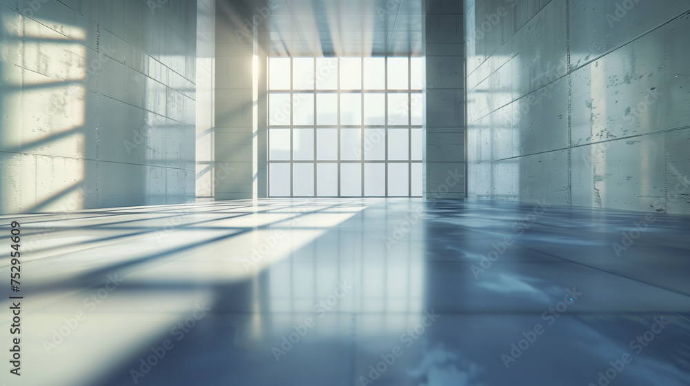 interior of a modern building, abstract light background, Digital virtual space with depth of field, Ai generated image