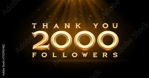 Thank you followers peoples, 2000 online social group, happy banner celebrate, Vector illustration