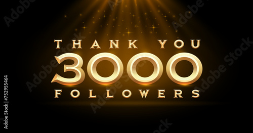 Thank you followers peoples, 3000 online social group, happy banner celebrate, Vector illustration