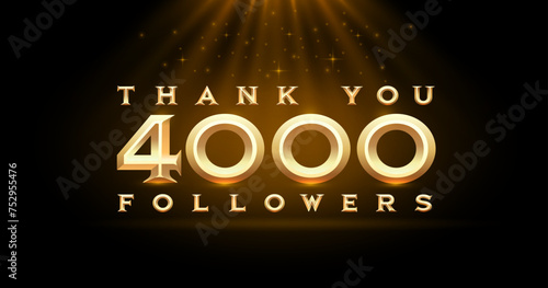 Thank you followers peoples, 4000 online social group, happy banner celebrate, Vector illustration