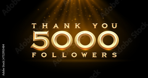 Thank you followers peoples, 5000 online social group, happy banner celebrate, Vector illustration