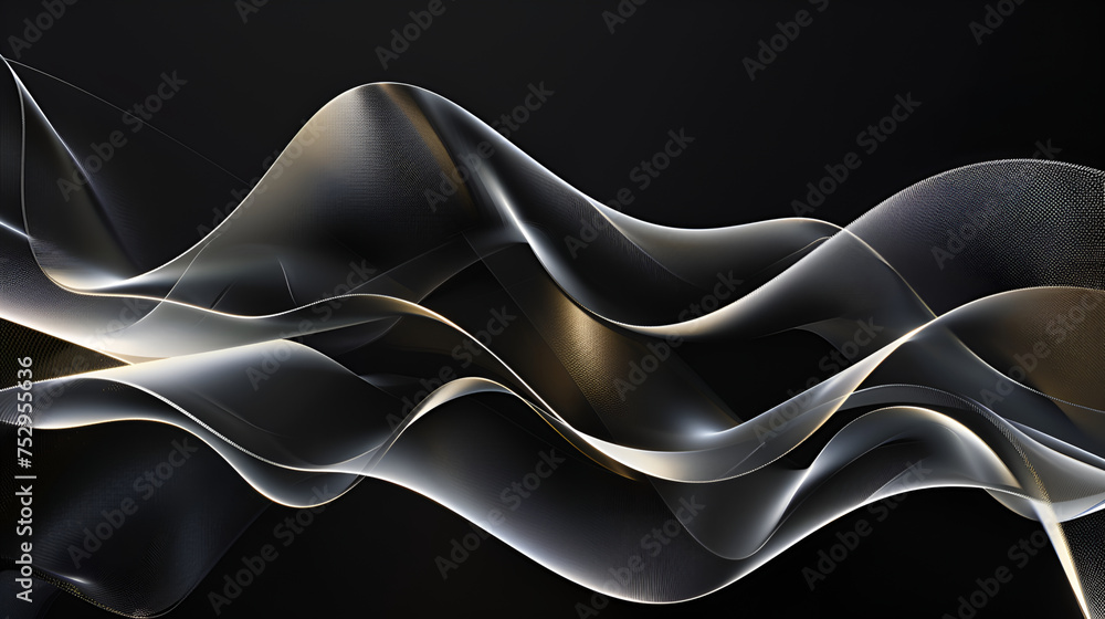 Abstract dark background with flowing wavy lines ,Abstract smoke on a dark background ,Abstract background with dynamic waves. Futuristic design. Vector illustration
