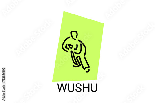 wushu sport vector line icon. sportman, fighting stance. sport pictogram illustration.