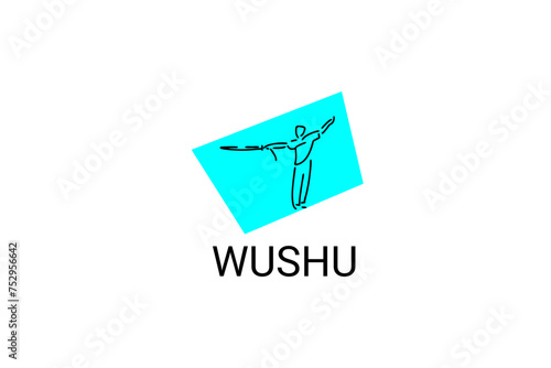 wushu sport vector line icon. sportman, fighting stance. sport pictogram illustration.