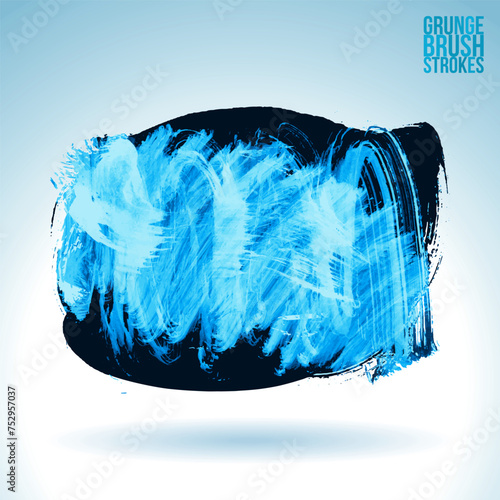 Blue brush stroke and texture. Grunge vector abstract hand - painted element.