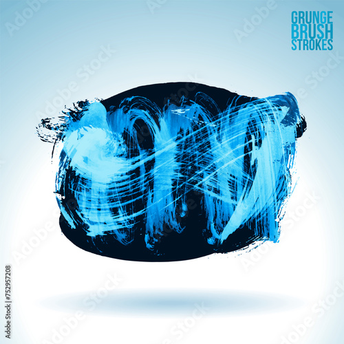 Blue brush stroke and texture. Grunge vector abstract hand - painted element.