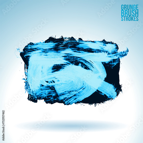 Blue brush stroke and texture. Grunge vector abstract hand - painted element.