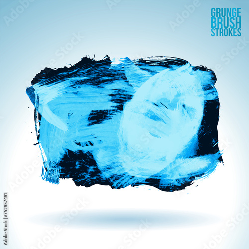 Blue brush stroke and texture. Grunge vector abstract hand - painted element.