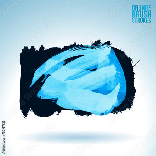 Blue brush stroke and texture. Grunge vector abstract hand - painted element.