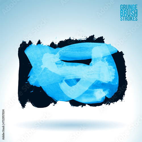 Blue brush stroke and texture. Grunge vector abstract hand - painted element.