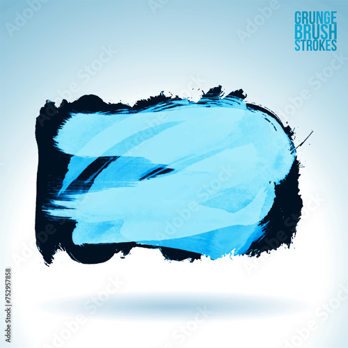 Blue brush stroke and texture. Grunge vector abstract hand - painted element.