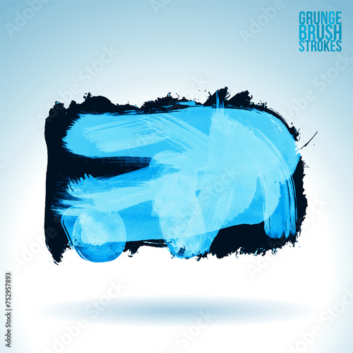 Blue brush stroke and texture. Grunge vector abstract hand - painted element.