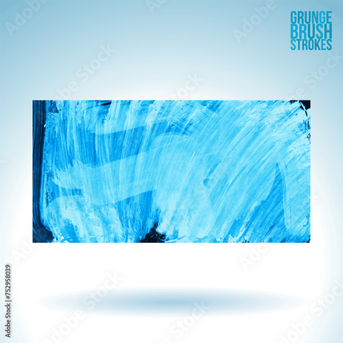 Blue brush stroke and texture. Grunge vector abstract hand - painted element.