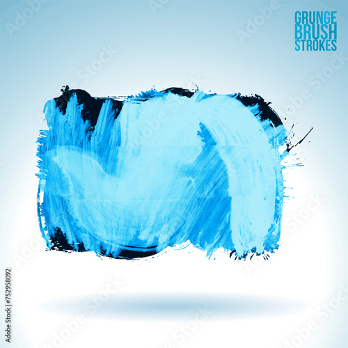 Blue brush stroke and texture. Grunge vector abstract hand - painted element.