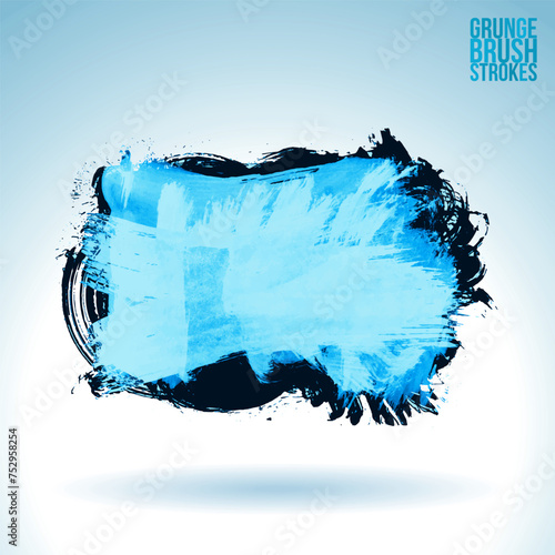 Blue brush stroke and texture. Grunge vector abstract hand - painted element.