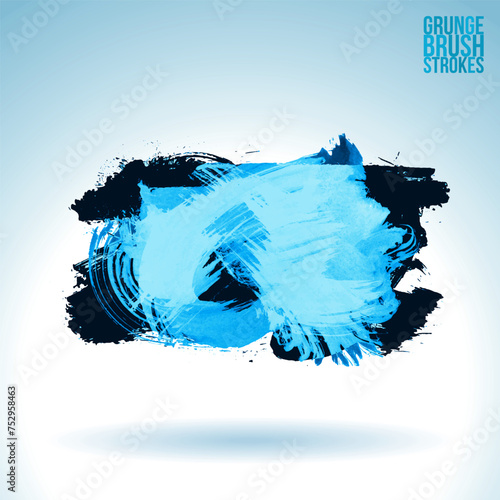 Blue brush stroke and texture. Grunge vector abstract hand - painted element.