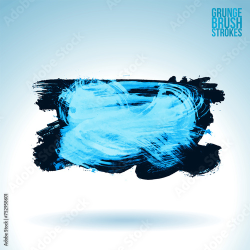Blue brush stroke and texture. Grunge vector abstract hand - painted element.