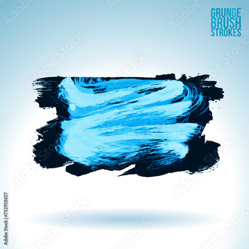 Blue brush stroke and texture. Grunge vector abstract hand - painted element.