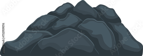 Coal extraction pile icon cartoon vector. Cart trolley wagon. Sector energy